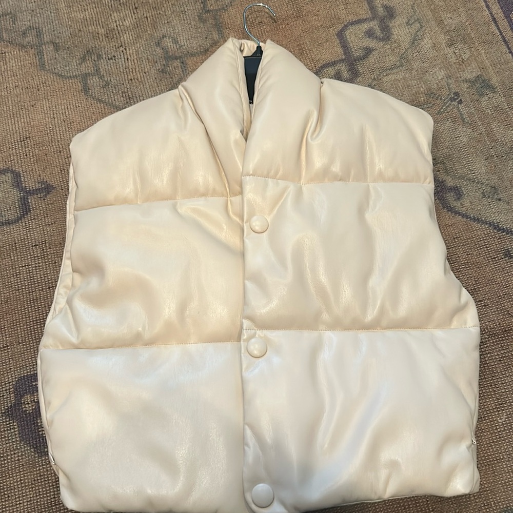 Nwot ALC faux leather vest M beige